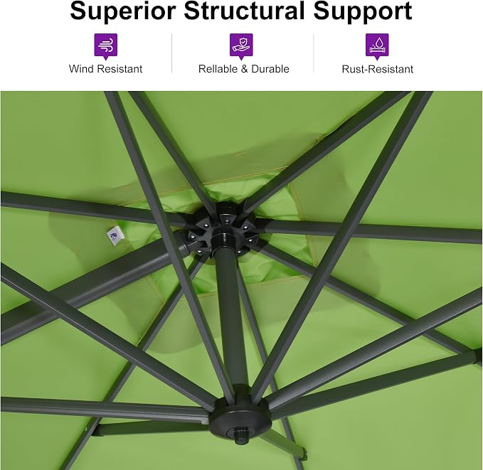 PURPLE LEAF 9 Feet Square Cantilever Umbrella Patio Umbrella - Image 3