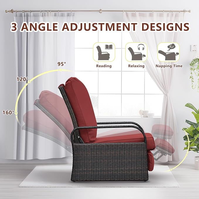 Outdoor Recliner, Outdoor Resin Wicker Patio Recliner Chair - Image 3