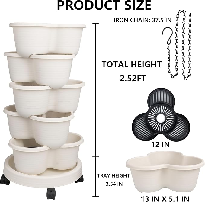 Hourleey Strawberry Planter, Stackable Gaden Tower - Image 2