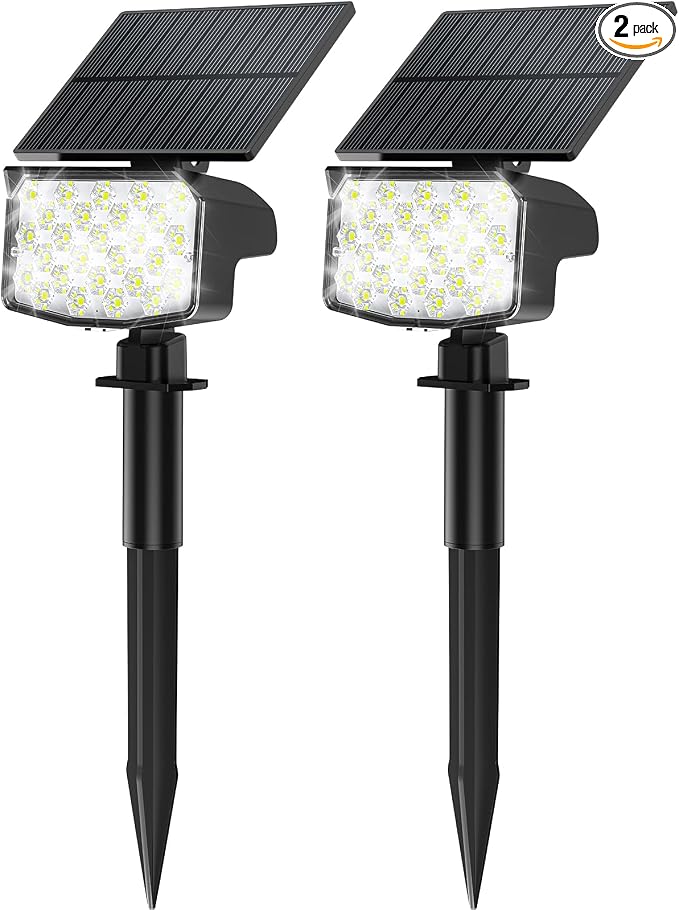 Solar Spot Lights Outdoor, Adjustable Solar Lights Outdoor Waterproof IP65 by MinPea
