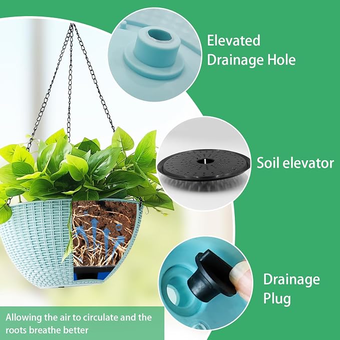 Hanging Planters for Outdoor Plants 8/10 Inch, ​4 Packs Hanging Flower Pot - Image 3