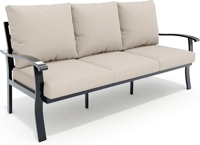 HOMREST Outdoor Couch Aluminum Patio Furniture Sofa, 3-Seat All-Weather Metal by HOMREST