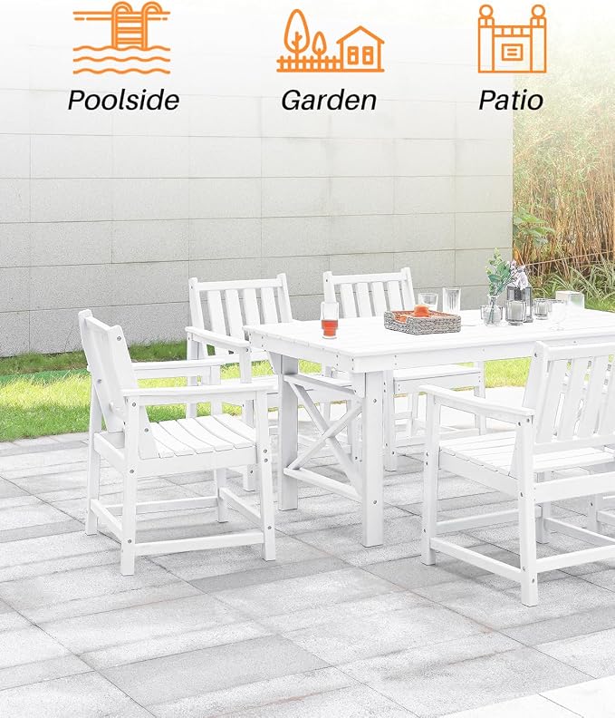 7 Pieces HDPE Outdoor Dining Set, Patio Dining Set - Image 7