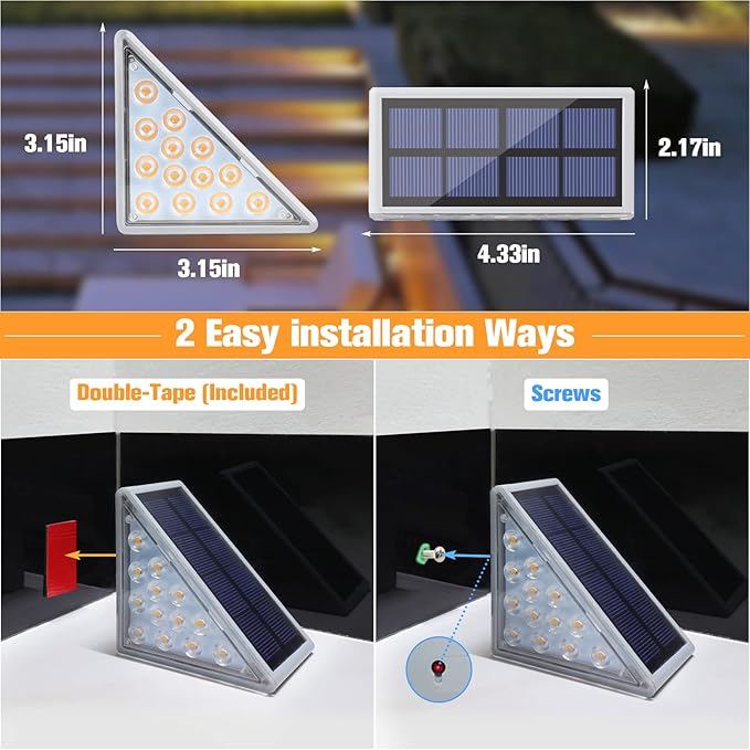 VOLISUN Solar Stair Lights 6 Pack, Solar Step Lights Outdoor Waterproof IP67 - Image 6