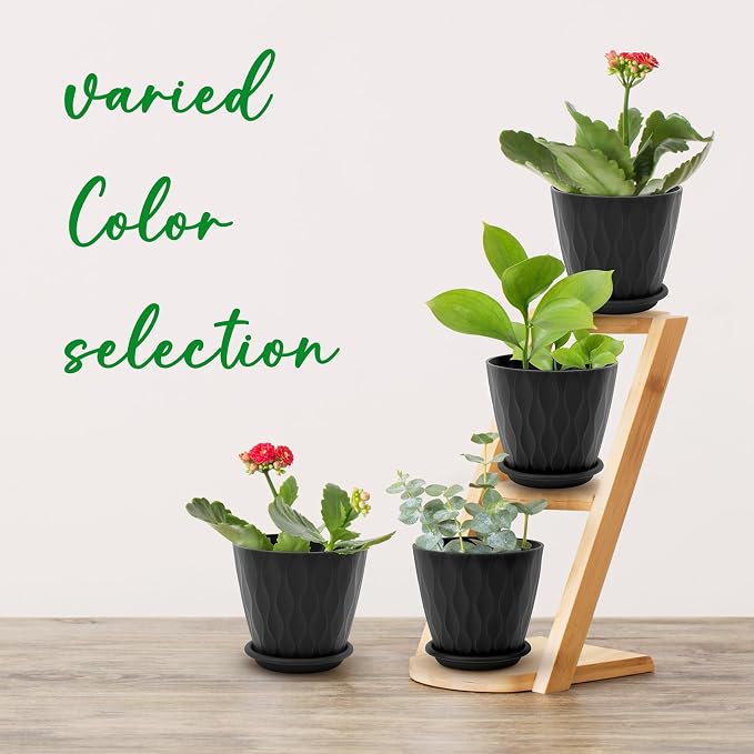 4 inch Plant Pots, 5 Pack Flower Pots Outdoor Indoor, Planters - Image 6
