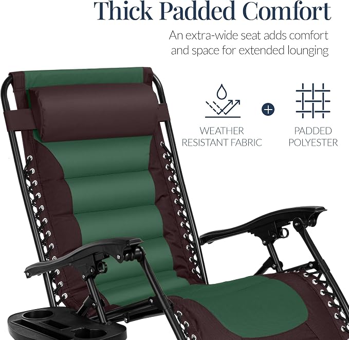 Best Choice Products Oversized Padded Zero Gravity Chair, Folding Outdoor Patio - Image 5