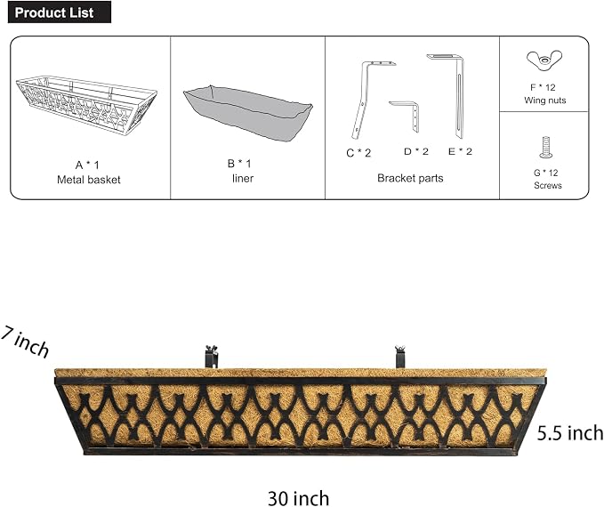 2 Pack 30 Inch Window Boxes Planters Railing Planter Box - Image 7