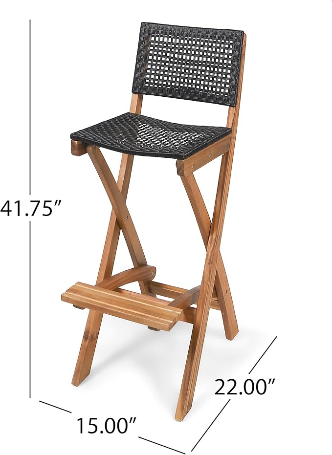 Christopher Knight Home Polaris Outdoor Acacia Wood and Wicker 5 Piece - Image 4