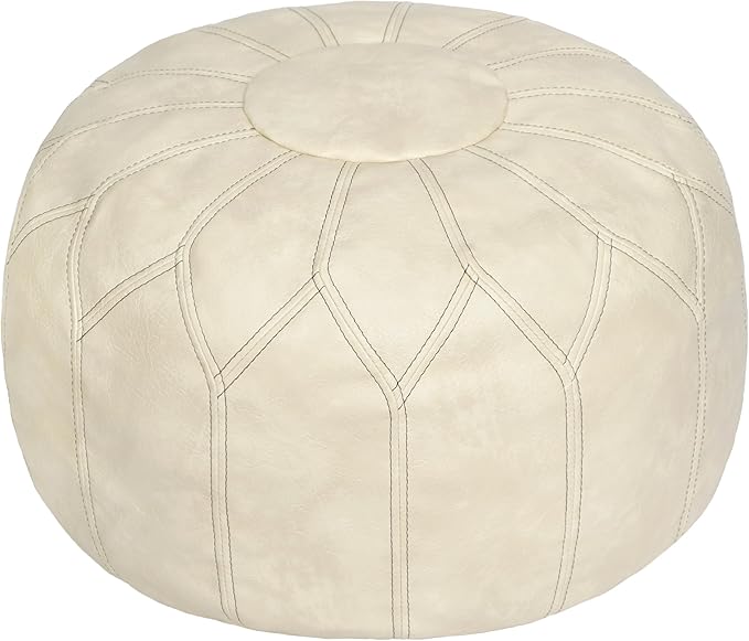 Thgonwid Unstuffed Moroccan Faux Leather Pouf Ottoman by Thgonwid