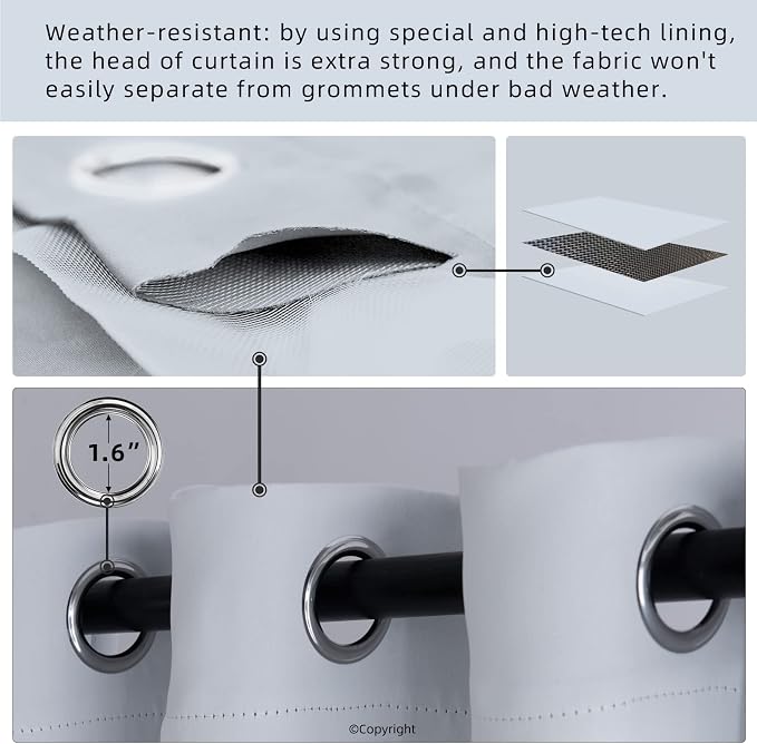 Waterproof Outdoor Curtain W52 x L84 - Image 3
