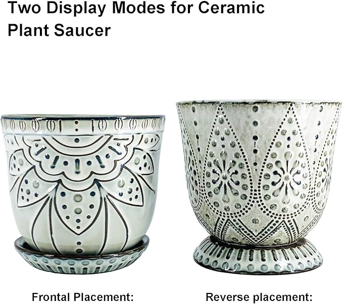 Gepege 6 Inch Beaded Ceramic Planter Set of 2 - Image 2