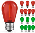 15 Pack S14 Colored LED String Light Bulbs, 1W Plastic Shatterproof Replacement by GvvooHome