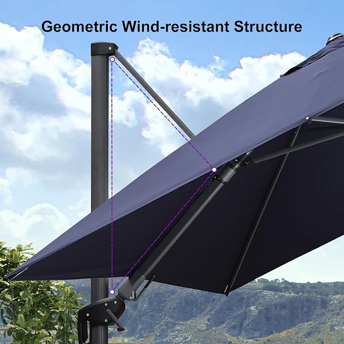 PURPLE LEAF 8' X 11' Left-right Tilting Patio Umbrella Outdoor Cantilever - Image 9