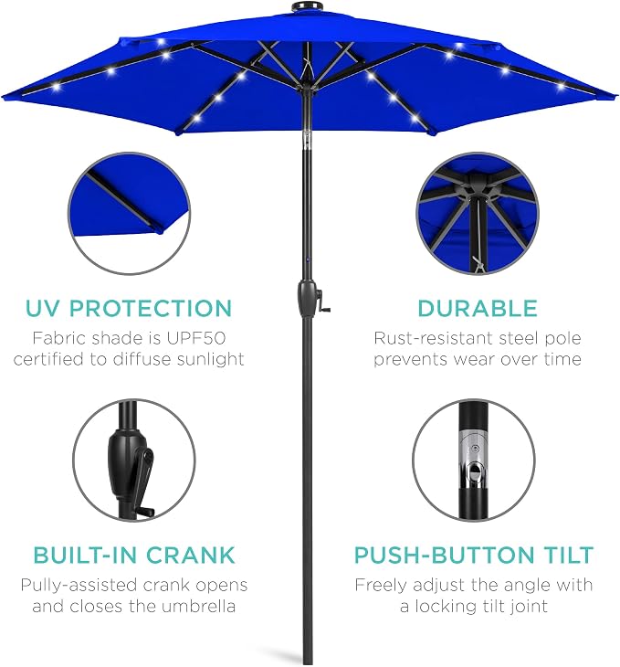 Best Choice Products 7.5ft Outdoor Solar Market Table Patio Umbrella - Image 5