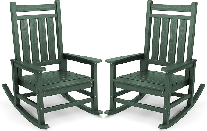 SERWALL Oversized Outdoor Rocking Chair Set of 2, HDPE Rocker by SERWALL