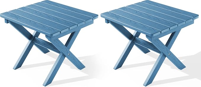 SERWALL Folding Outdoor Side Table Set of 2, Portable Adirondack Side Table by SERWALL