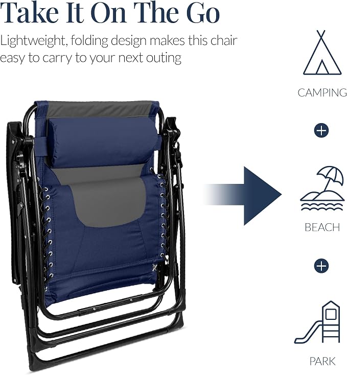 Best Choice Products Oversized Padded Zero Gravity Chair, Folding Outdoor Patio - Image 6