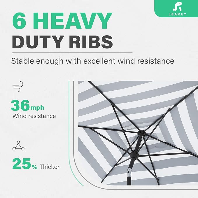 JEAREY 6.5x10 ft Rectangular Patio Umbrellas Rectangle Outdoor Umbrella - Image 9