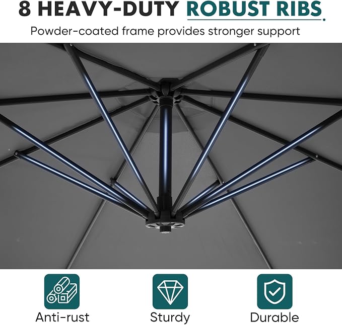OLIXIS Offset Patio Umbrella, 9.7FT Cantilever Table Umbrellas - Image 4