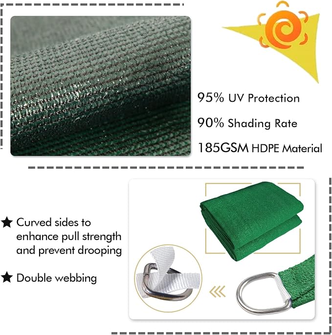 KANAGAWA 10'X14' Dark Green Custom Size Sun Shade Sail Rectangle UV Block - Image 3
