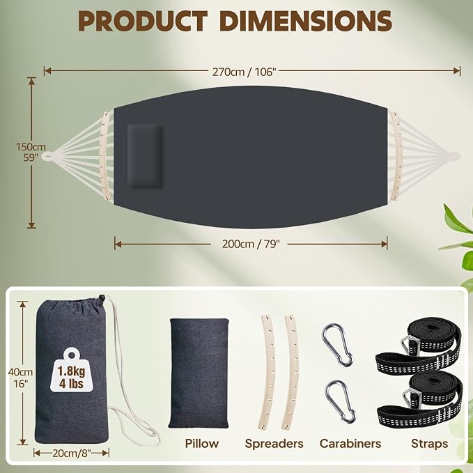 Chihee Cotton Hammock Large Soft Breathable Camping Hammock Holds Up to 660lbs - Image 4