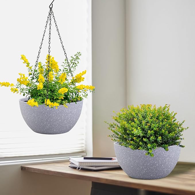 8 inch Small Hanging Planters for Indoor Outdoor Plants, 2 Pack Hanging Flower - Image 5