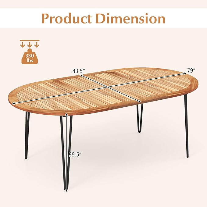 Tangkula 79" Large Patio Dining Table - Image 3