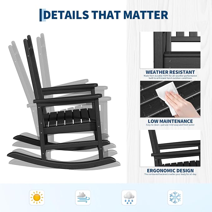 HDPE Rocking Chair Outdoor Set of 6 - Image 4