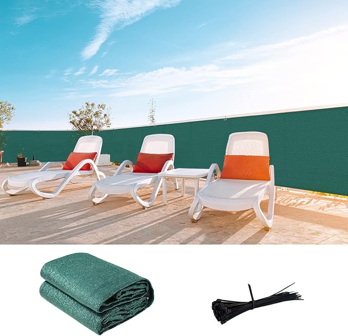 LOVE STORY Custom Size 3'x10' Dark Green Balcony Privacy Screen, UV Block by LOVESTORY