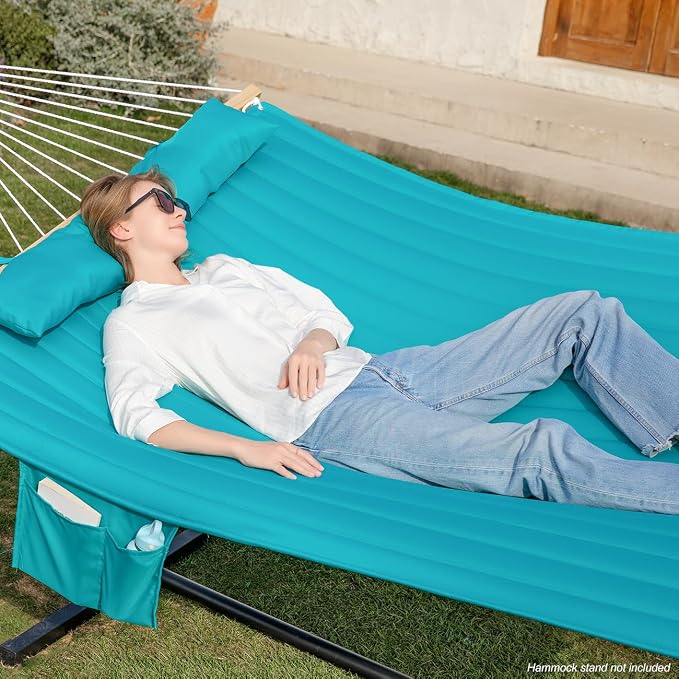 2 Person 12FT Hammocks for Outside, Double Quilted Fabric Outdoor Hammock - Image 2
