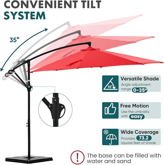OLIXIS Offset Patio Umbrella, 9.7FT Cantilever Table Umbrellas - Image 3