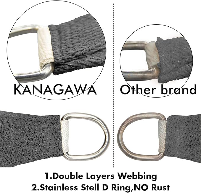 KANAGAWA 10'X20' Dark Gray Custom Size Sun Shade Sail Rectangle UV Block Canopy - Image 5