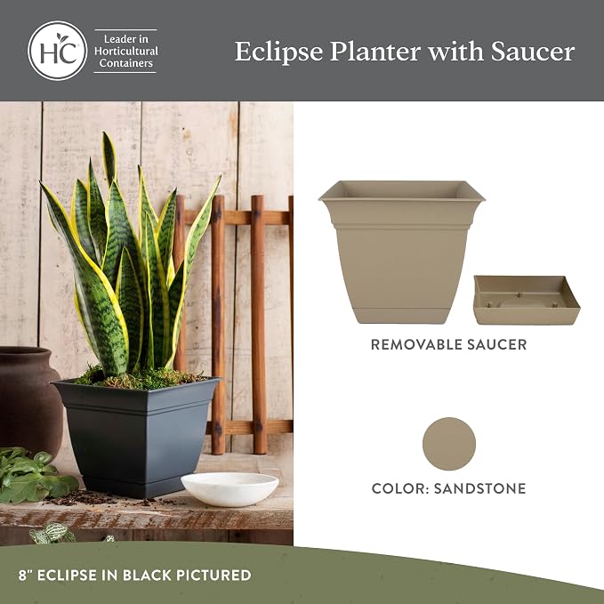 The HC Companies 10 Inch Eclipse Square Planter Pots - Image 2