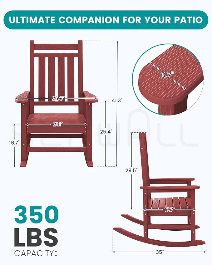 SEWALL HDPE Rocking Chair, Oversized Outdoor Rocking Chair - Image 3