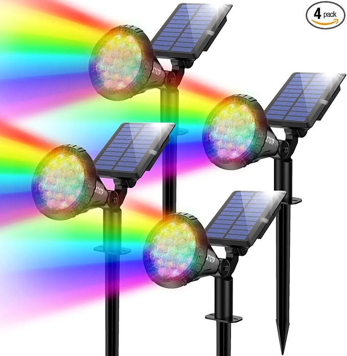 Solar Spotlights Outdoor Color Changing, 180°Adjustable Flag Pole Lights by XTGTP