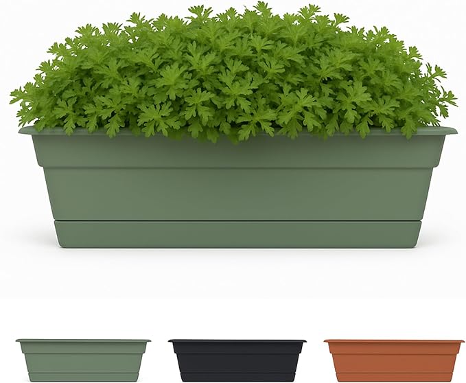 Bloem Dura Cotta 18" Basil Resin Rectangle Window Box Planter by Bloem