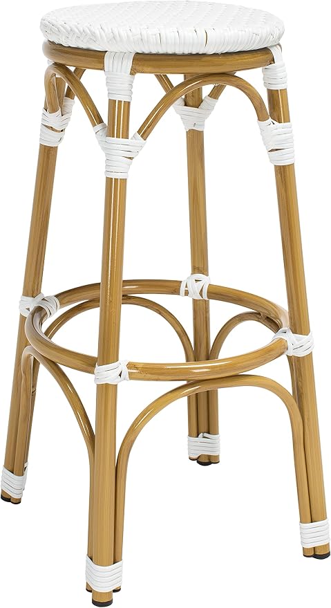 Safavieh Outdoor Collection Kipnuk White Stacking 30-inch Bar Stool - Image 4