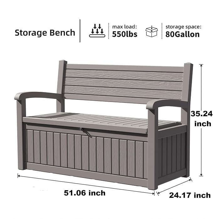 DRATO 75 Gallon Storage Bench Deck Box Outdoor Indoor, Lockable Durable - Image 2
