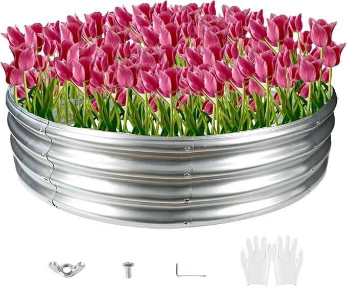 Durable Round Galvanized Steel Raised Garden Bed by zbzbml
