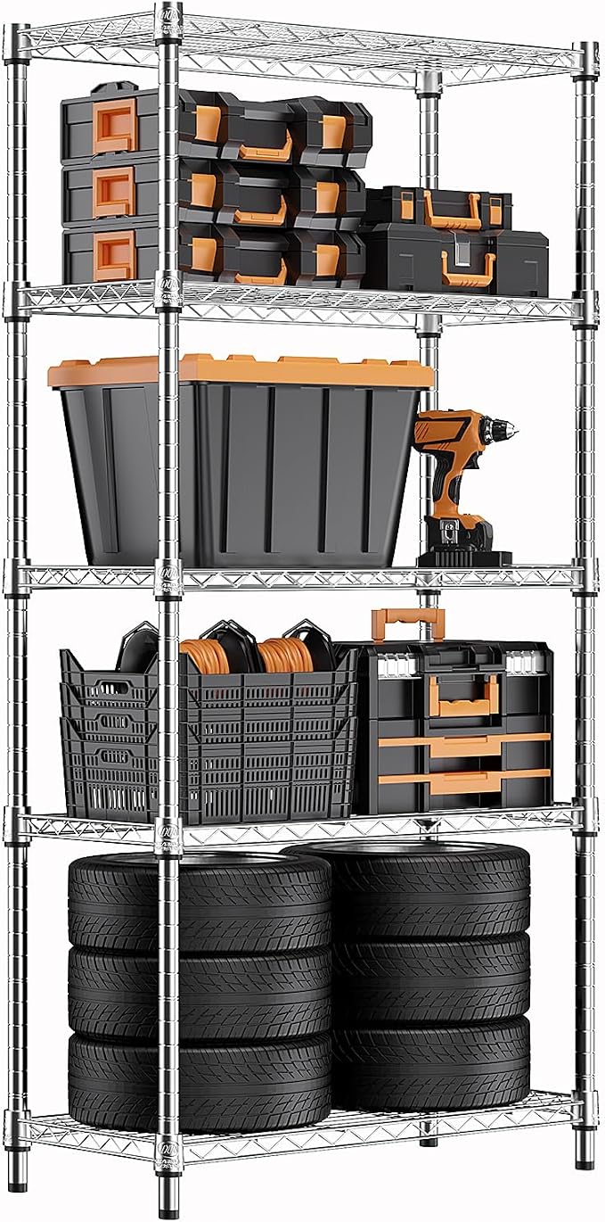 1250 lbs Steel Heavy Duty 5-Tier Utility Shelving Unit Steel Organizer Wire Rack by MEIGAOPLASTICANDMETALHKCOLIMITED