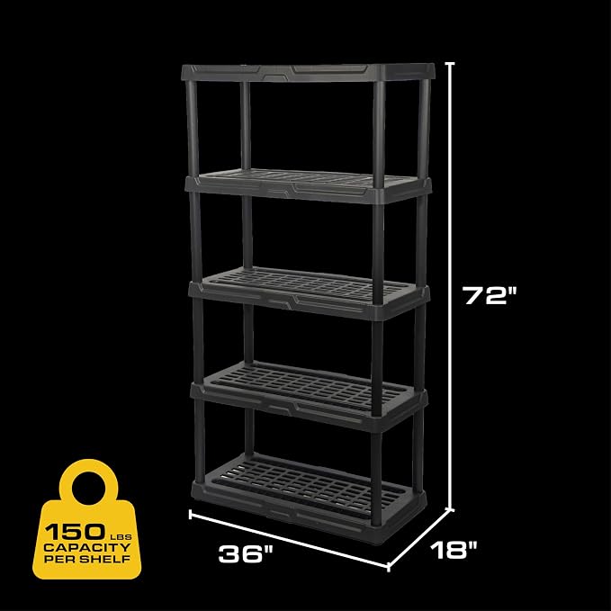 CX 5-Tier Heavy Duty Plastic Storage Shelves that Support up to 150lbs/shelf - Image 3