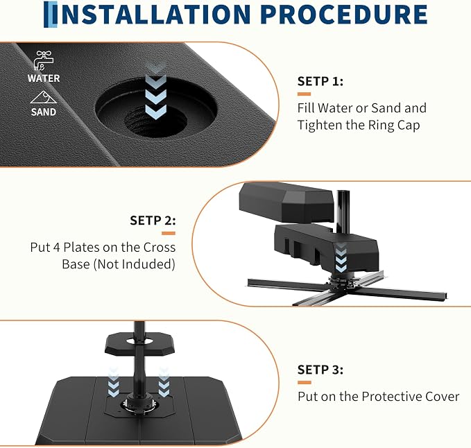 Garvee 4Pcs Patio Umbrella Base 330lb Capacity Cantilever Umbrellas Weight - Image 6
