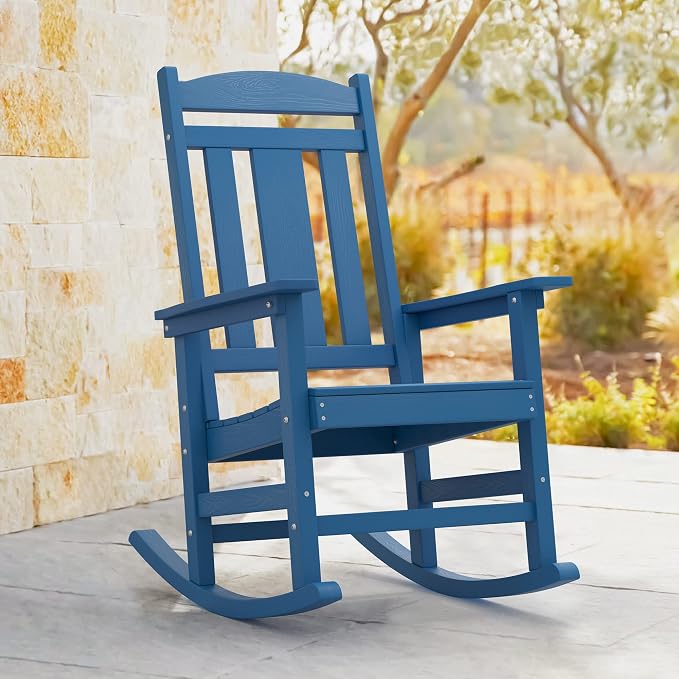 LUE BONA Rocking Chair Outdoor, Weather Resistant Poly Plastic Rocker Chairs - Image 4