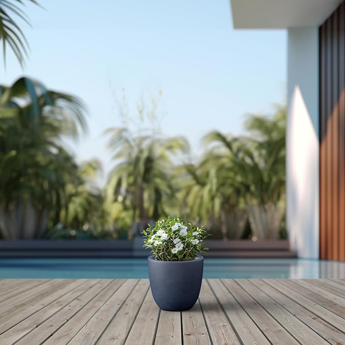 Kante 10 Inch Dia Round Concrete Planter, Indoor Outdoor Large Plant Pot - Image 7