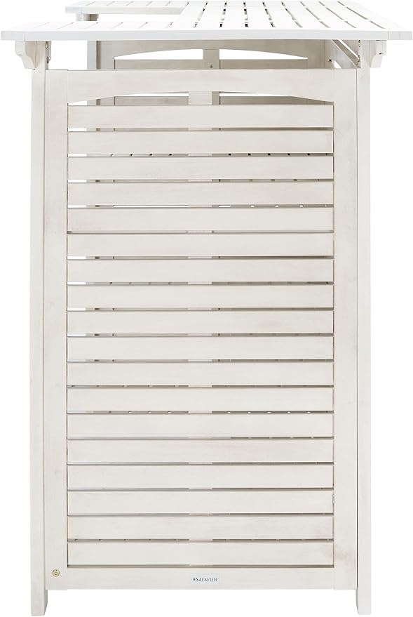 SAFAVIEH Outdoor Collection Monterey White Wash 3-Shelf Patio Bar Table - Image 4