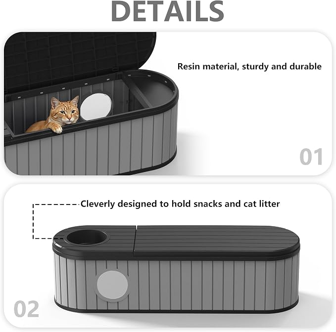 DRATO Outdoor Storage Box, Resin Deck Storage Box Waterproof Patio Storage Box - Image 6