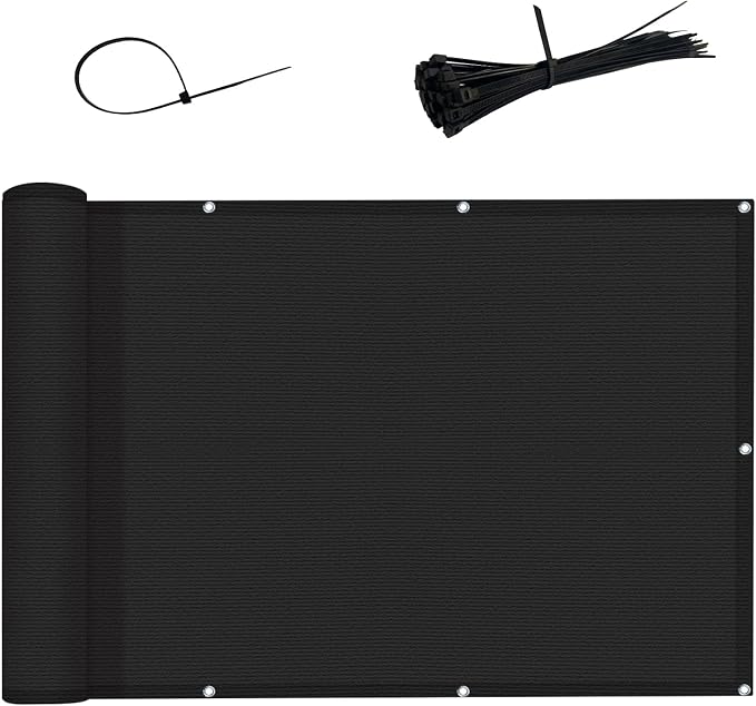 LOVE STORY 3'x6' Black Balcony Screen Privacy Fence Cover UV Protection by LOVESTORY