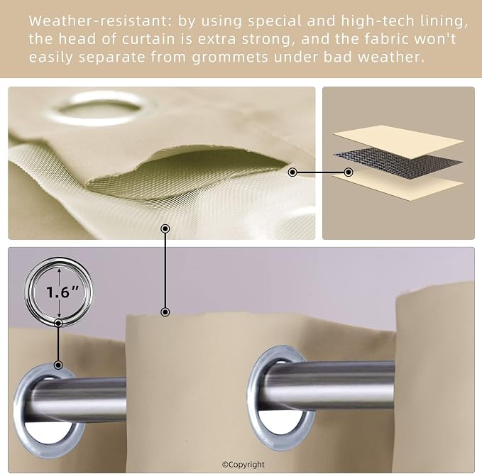 Waterproof Outdoor Curtain W52 x L63 - Image 3