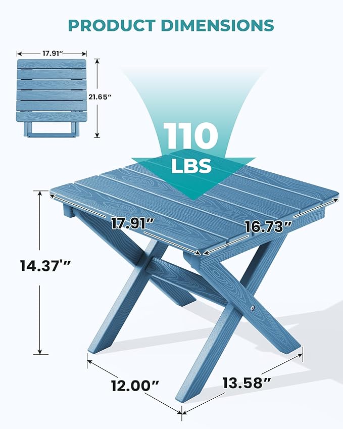 SERWALL Folding Outdoor Side Table Set of 6, Adirondack End Table - Image 3