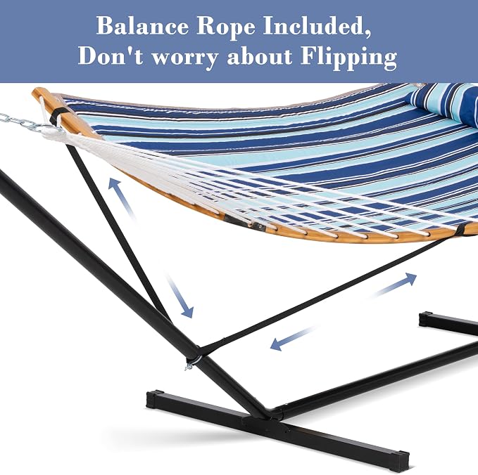 SUNCREAT Double Hammock with Stand Included, Portable Hammock with Stand and - Image 4